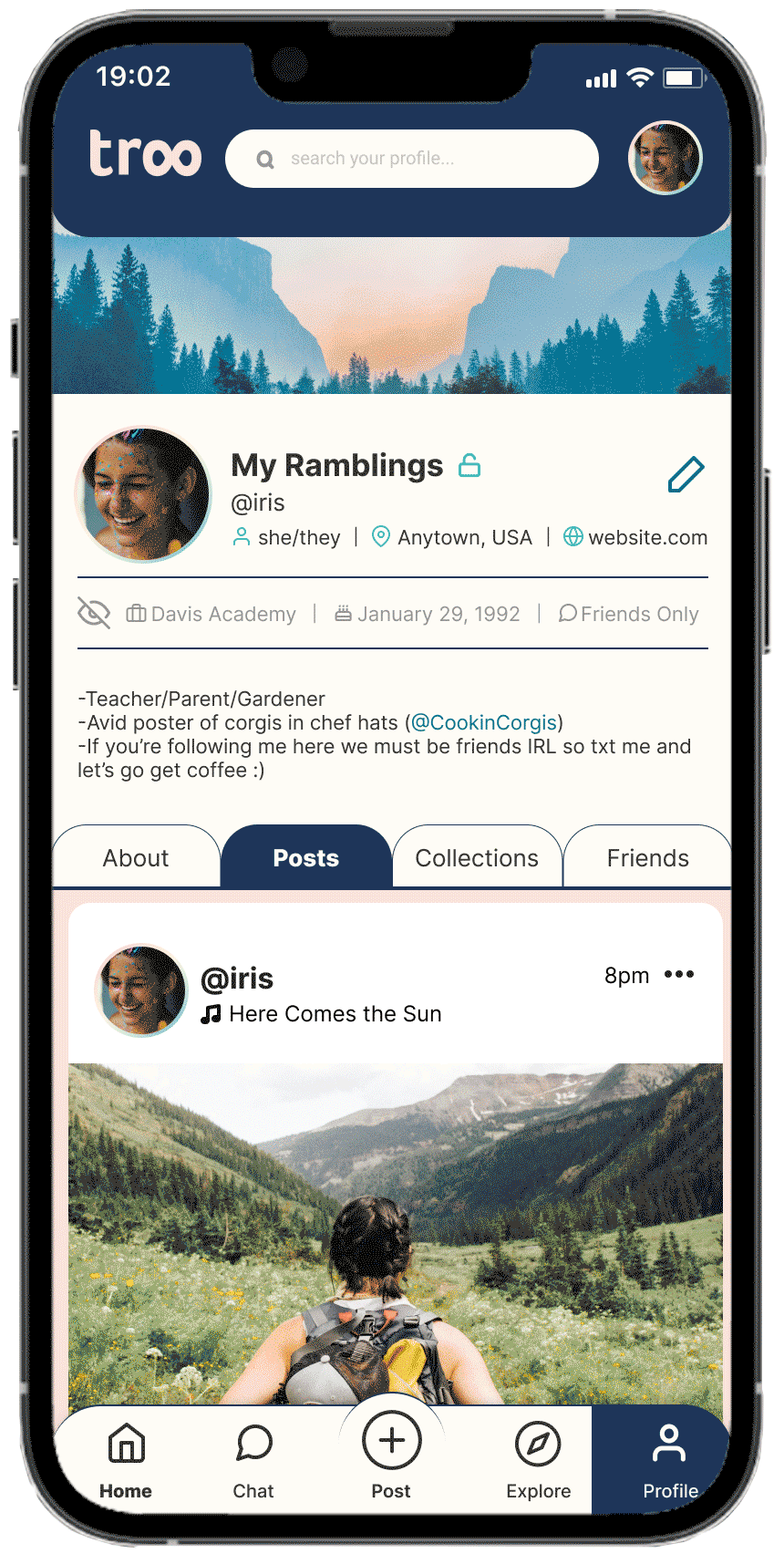 GIF Showing the Final Animation of Switching Between Different User Profiles on the Concept App