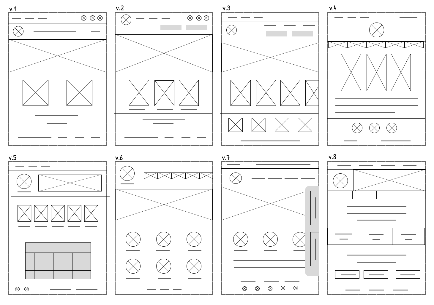 Wireframe Sketches of the Homepage