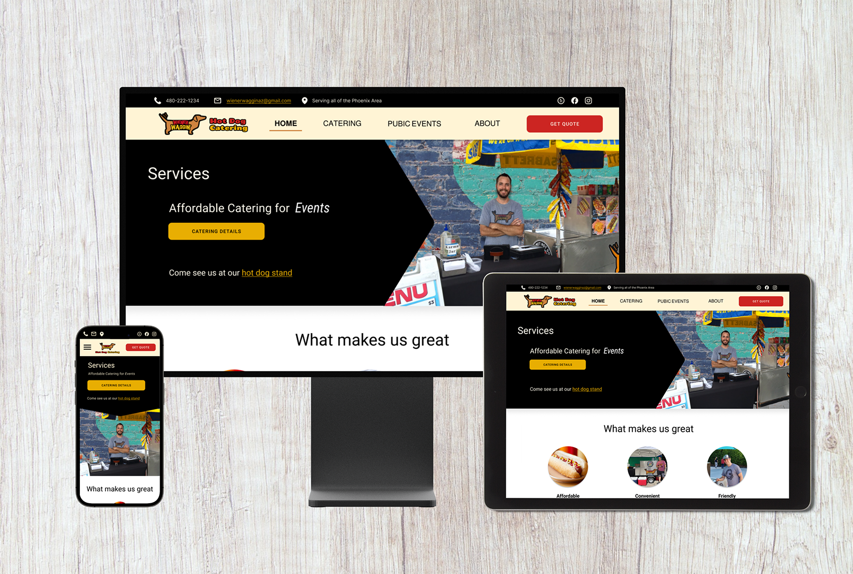 Wiener Waggin Homepage on different devices